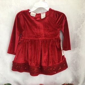 Little girl’s red velvet holiday dress